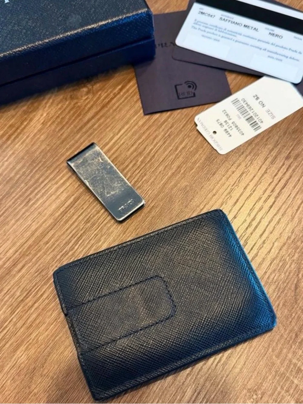 Prada Saffiano Leather Card Case + Money Clip